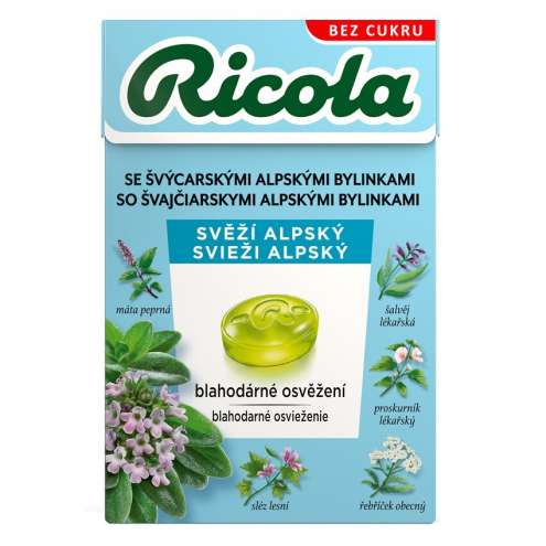 RICOLA FRESH ALPSKY WITHOUT SUGAR 40G